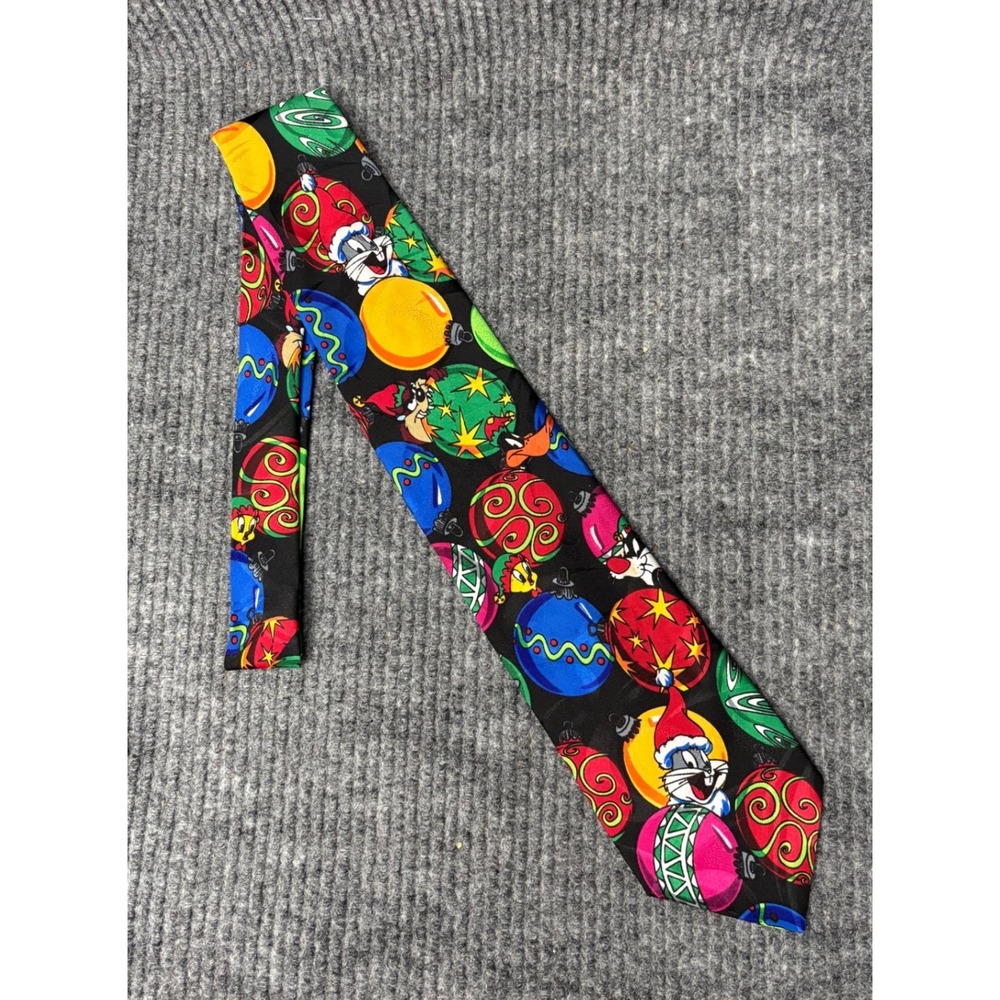 Vintage 1995 Looney Tunes Christmas Tie Bugs Bunny Daffy Duck Ornaments Holiday